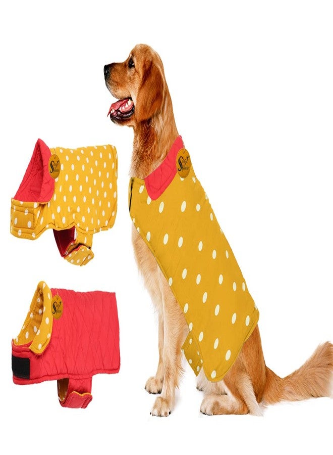 سايج سكوير سترة كلاب منقطة مزدوجة الجوانب من Sage Square - معدات واقية من البرد للحيوانات الأليفة، خفيفة الوزن، مبطنة، مصممة للدفء والراحة في الداخل أو الخارج (مقاس كبير جدًا - 30 بوصة، أصفر وأحمر) - Image 1